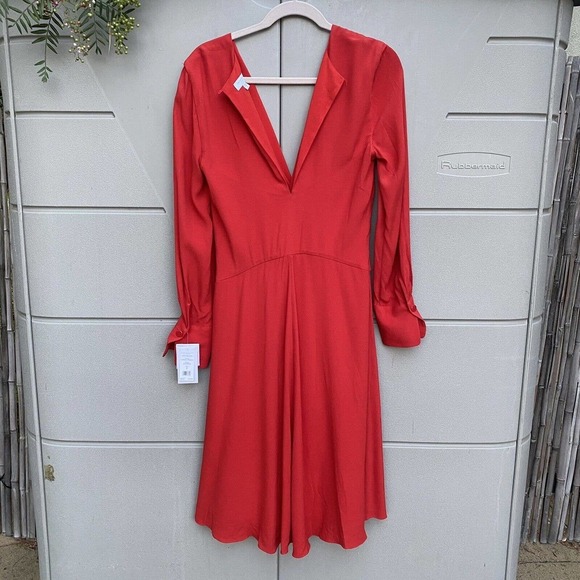 NEW EQUIPMENT Womens Sz 8 Scarlett Red Faun Twist Front Long Sleeve Dress $475 - Picture 8 of 8